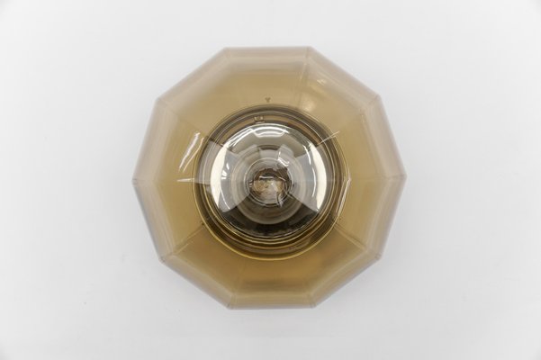 Octagonal Smoked Glass Flush Mount Light, 1960s-KQB-1814377