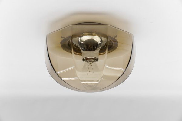 Octagonal Smoked Glass Flush Mount Light, Germany, 1960s-KQB-1799133