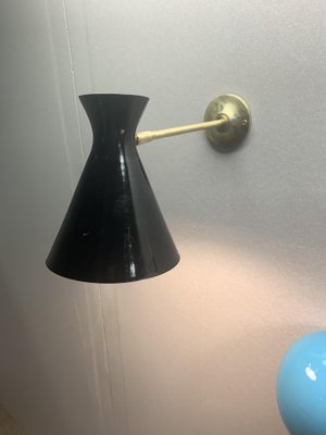 Octone Lacquered Black Wall Light, 1960s-NUO-1155088