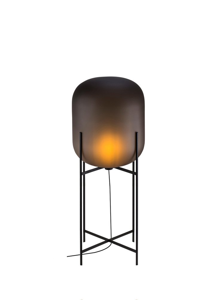 Oda in Between Smoky Grey Acetato Black Floor Lamp by Pulpo