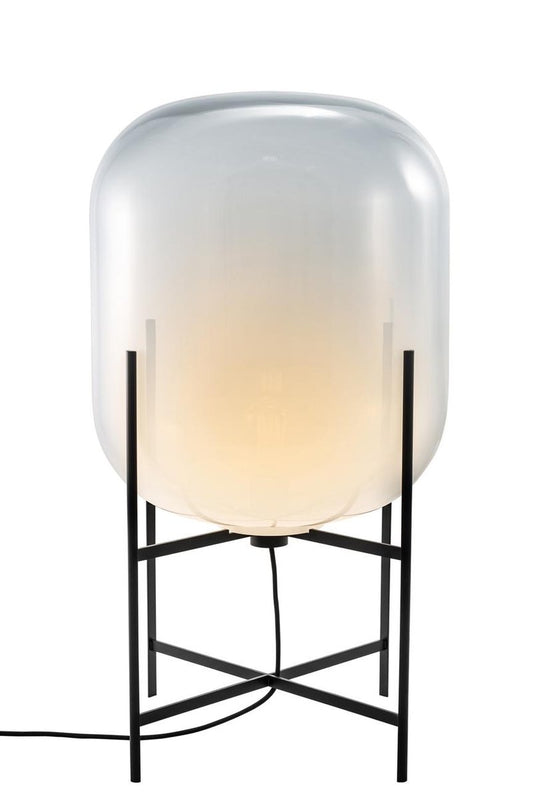 Oda Medium in Moonlight White and Black Floor Lamp by Sebastian Herkner for Pulpo