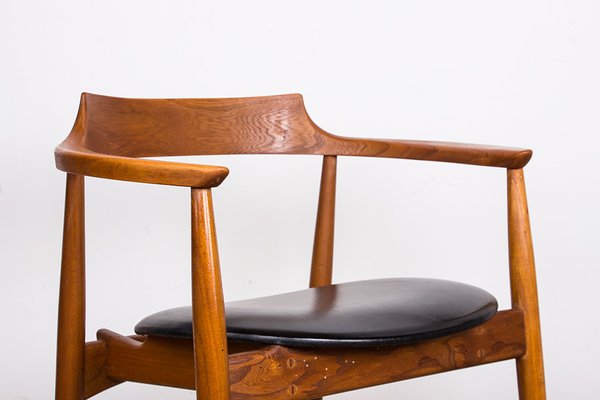 Office Armchair in Elm and Skai Teak Model St 750 by Arne Wahl Iversen, 1960s-EMB-2026907