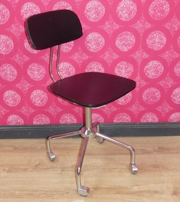 Office Chair in Chrome & Faux Leather, 1960s-AFE-2027950