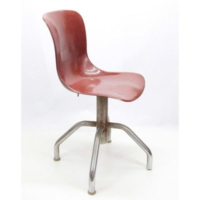 Office Chair with Ergonomic Seat in Brick Red Plastic, 1950s-RAQ-687491