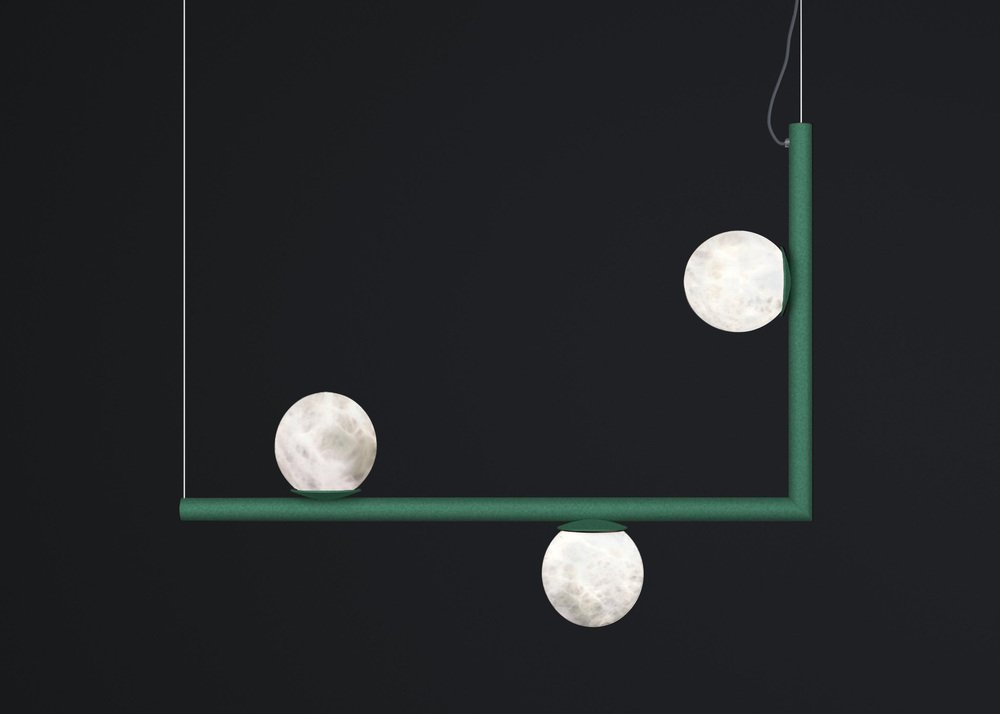 Ofione 1 Freedom Green Metal Pendant Lamp by Alabastro Italiano