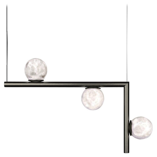 Ofione 2 Brushed Black Metal Pendant Lamp by Alabastro Italiano