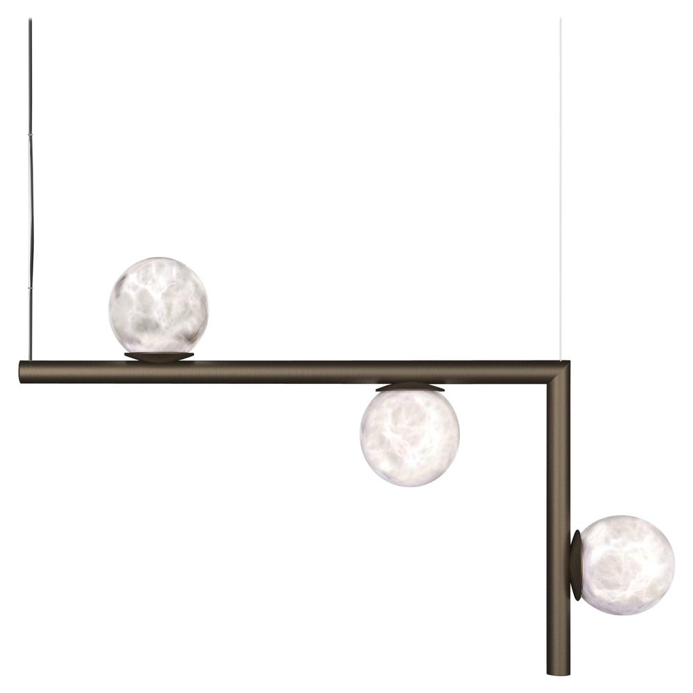 Ofione 2 Brushed Burnished Metal Pendant Lamp by Alabastro Italiano