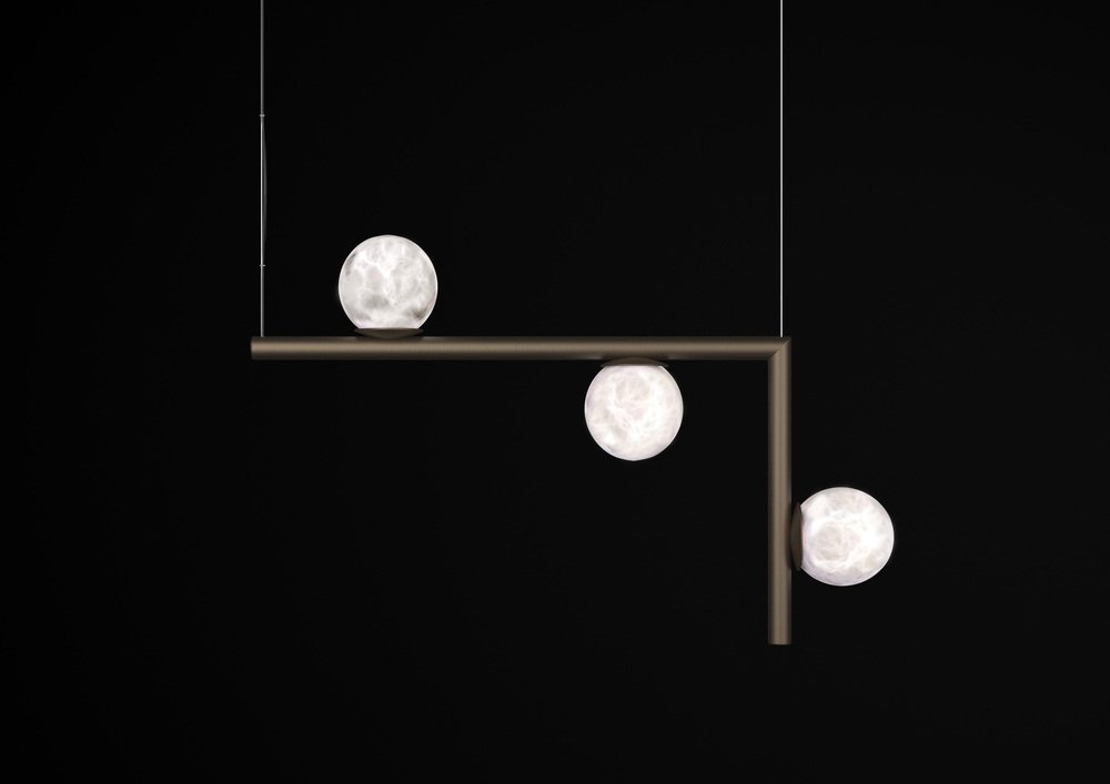 Ofione 2 Brushed Burnished Metal Pendant Lamp by Alabastro Italiano