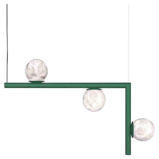 Ofione 2 Freedom Green Metal Pendant Lamp by Alabastro Italiano