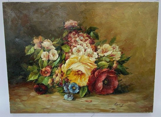 Oil on Canvas Bouquet of Flowers by Murry Morry Marry to Identify, 1960s, Oil-QKG-1369161