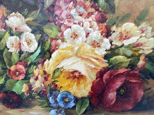 Oil on Canvas Bouquet of Flowers by Murry Morry Marry to Identify, 1960s, Oil-QKG-1369161