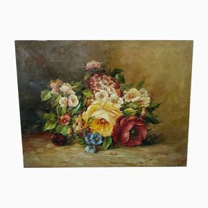 Oil on Canvas Bouquet of Flowers by Murry Morry Marry to Identify, 1960s, Oil-QKG-1369161