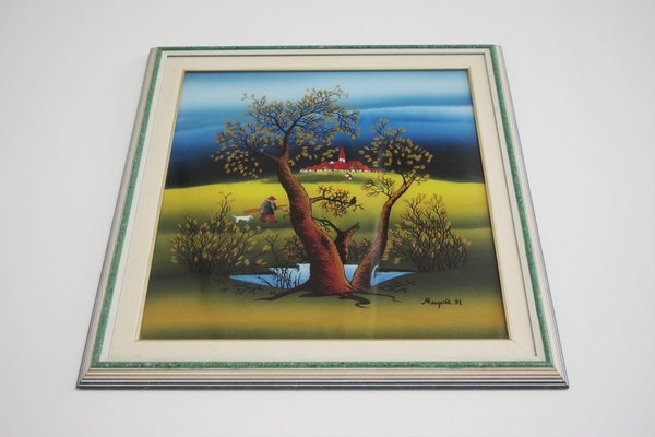 Oil on Canvas Paintings by Mugosa Naif, 1991, Set of 3-KNM-910392