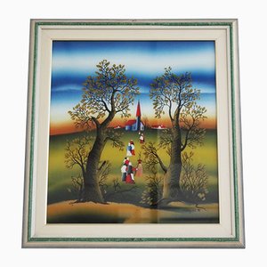 Oil on Canvas Paintings by Mugosa Naif, 1991, Set of 3-KNM-910392