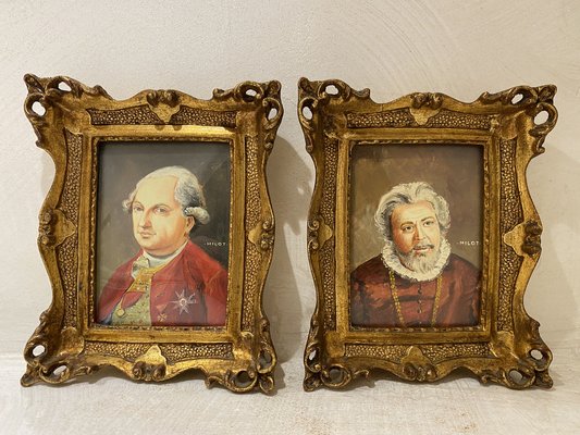 Oil on Copper Portraits by Milot, Italy, 1880s, Set of 2-PYA-1789418