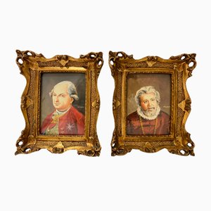 Oil on Copper Portraits by Milot, Italy, 1880s, Set of 2-PYA-1789418