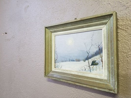 Oil on Panel, Winter Landscape-AIU-803457