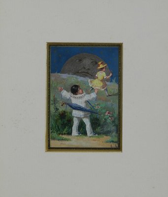 Oil Painting, Pierrot, Colombine and the Moon by Luigi Loir, 1890s-ARU-1004787