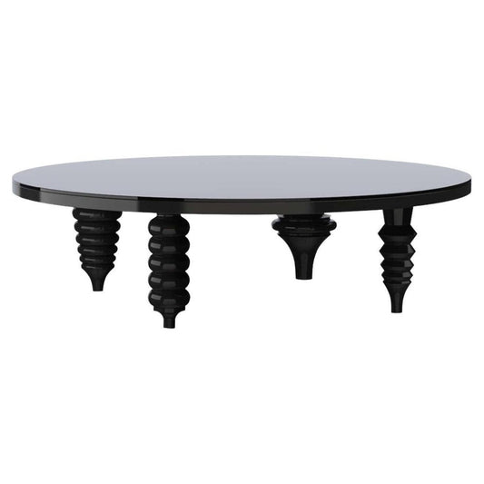 Ok! Black Multi Leg Low Table in High Gloss with Glass Top by Jaime Hayon