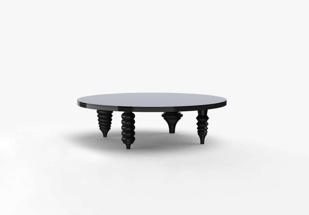 Ok! Black Multi Leg Low Table in High Gloss with Glass Top by Jaime Hayon