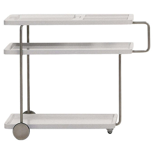 Ok! White Cocktail Serving Bar Trolley in Chromed Finish from BD Barcelona