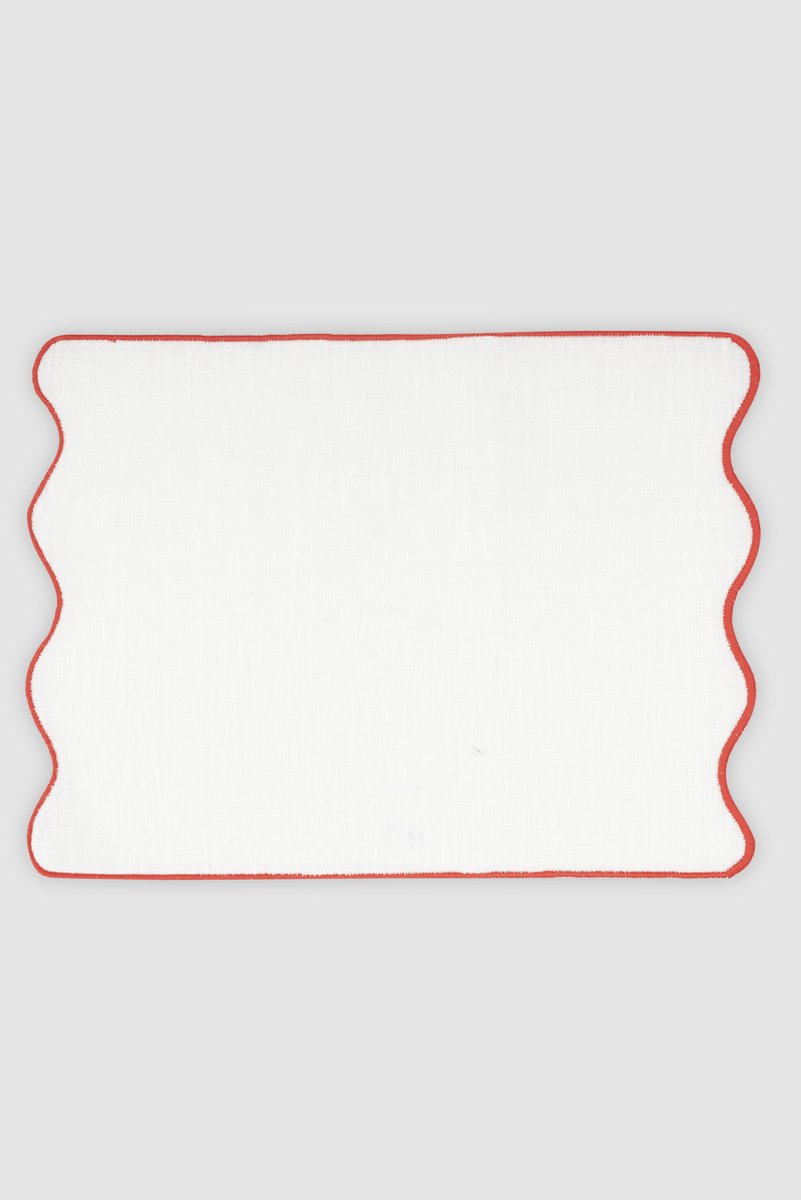 OLAS Blood Orange Linen Cocktail Napkins by Los Encajeros, Set of 4