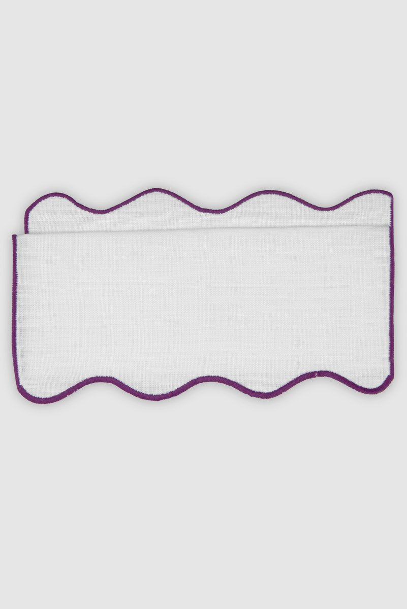 OLAS Eggplant Linen Cocktail Napkins from Los Encajeros, Set of 4