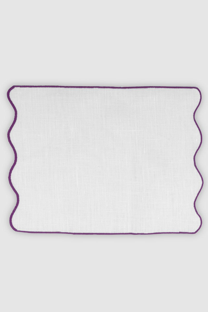 OLAS Eggplant Linen Cocktail Napkins from Los Encajeros, Set of 4