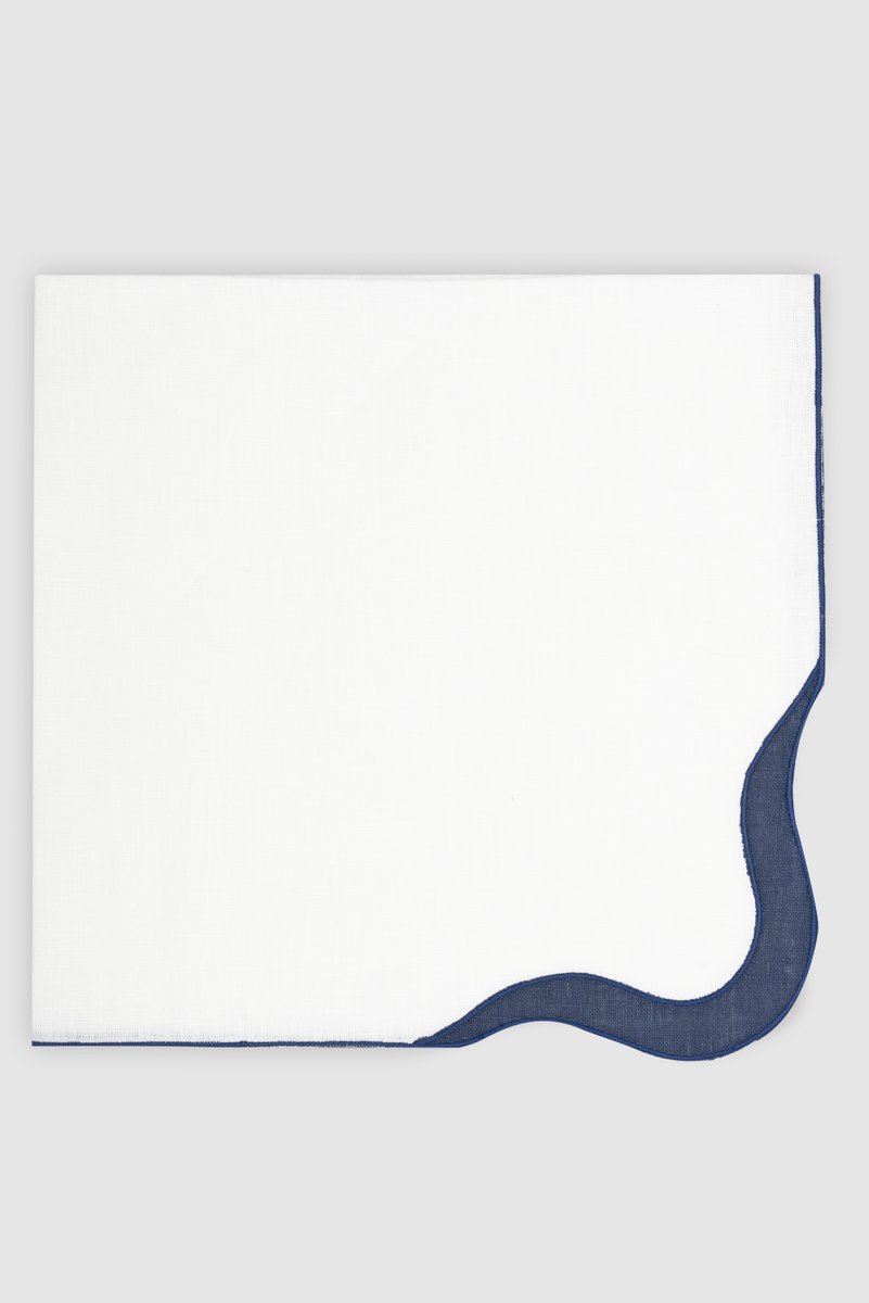 OLAS Navy Embroidered Linen Napkin from Los Encajeros