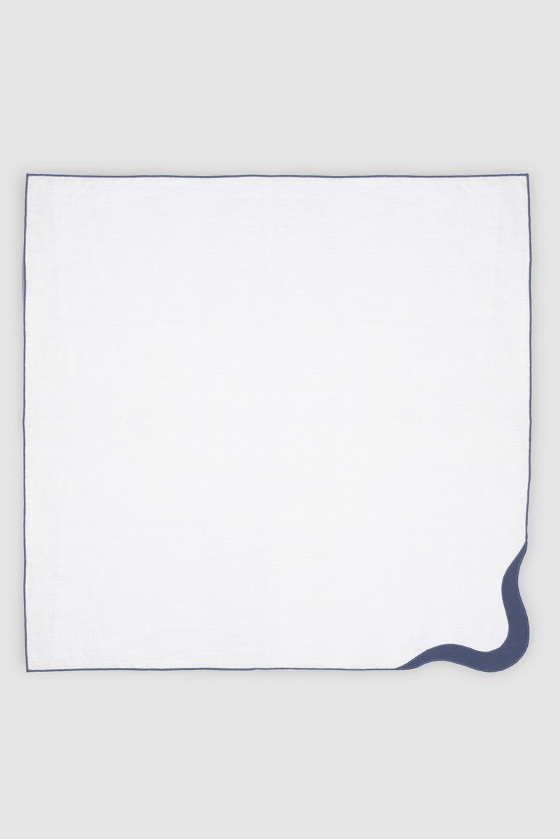 OLAS Navy Embroidered Linen Napkin from Los Encajeros