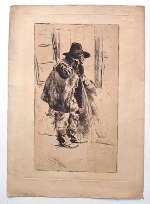 Old Man - Original Etching on Paper by Henri Piere Jamet - 19th Century 20th century-ZCI-758498