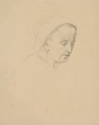 Old Woman with Headscarf, 1830, Pencil-OJR-1273282