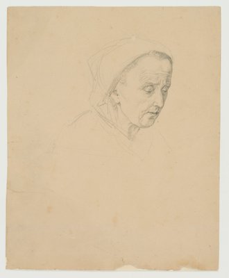 Old Woman with Headscarf, 1830, Pencil-OJR-1273282