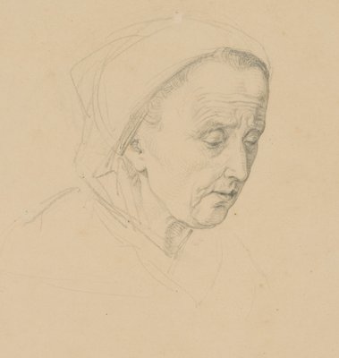 Old Woman with Headscarf, 1830, Pencil-OJR-1273282