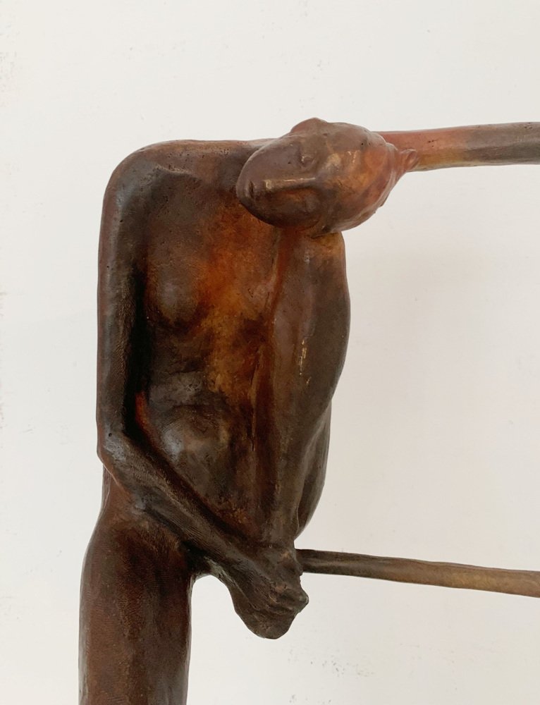 Olga Prokop-Misniakiewicz, Sitting on a Rug Hanger, Bronze Sculpture, 2021