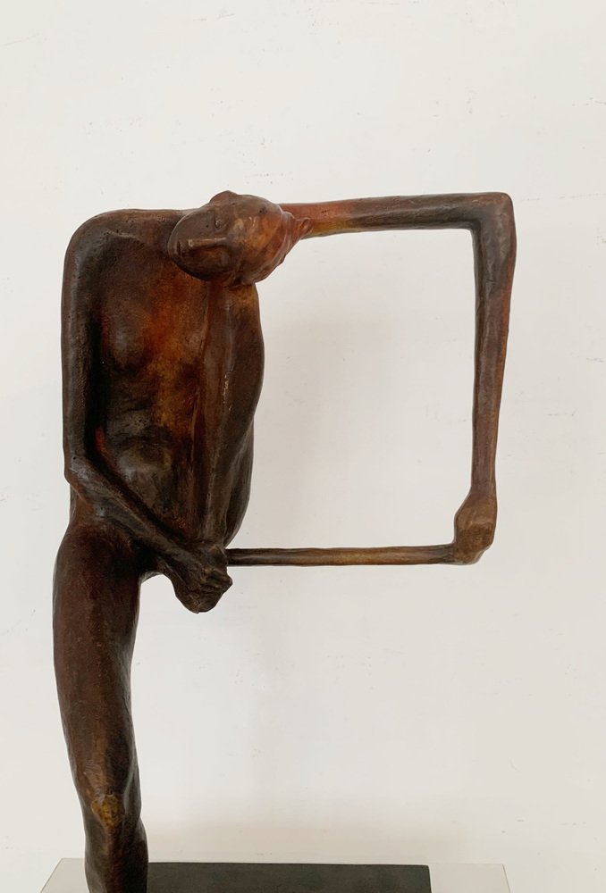 Olga Prokop-Misniakiewicz, Sitting on a Rug Hanger, Bronze Sculpture, 2021