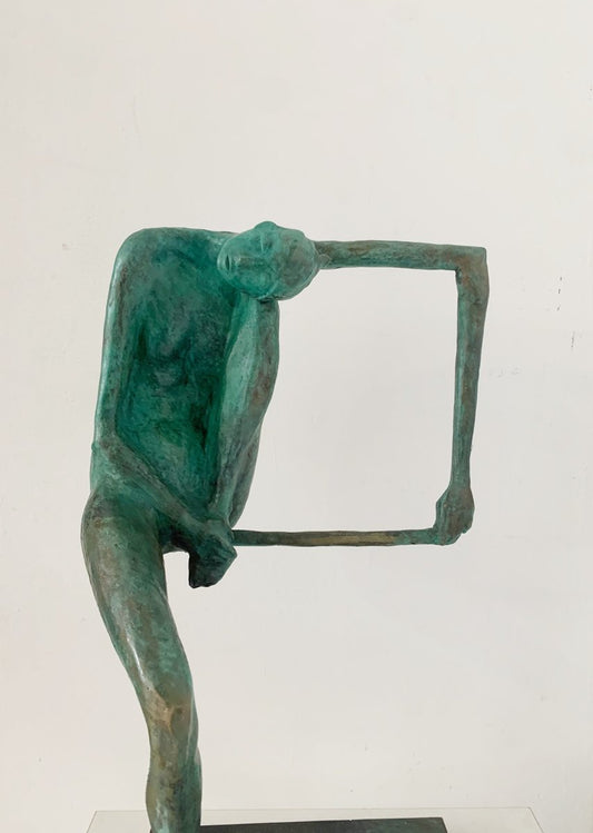 Olga Prokop-Misniakiewicz, Sitting on a Rug Hanger, Bronze Sculpture, 2023