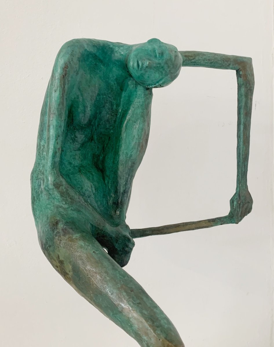 Olga Prokop-Misniakiewicz, Sitting on a Rug Hanger, Bronze Sculpture, 2023