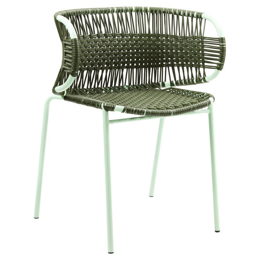 Olive Cielo Stacking Chair with Armrest by Sebastian Herkner