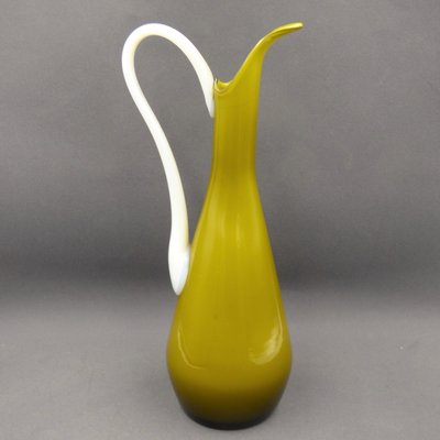 Olive Green Murano Glass Vase, Italy, 1950s-1960s-WK-1427804