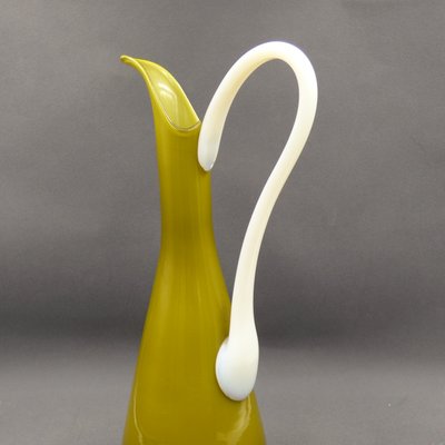 Olive Green Murano Glass Vase, Italy, 1950s-1960s-WK-1427804