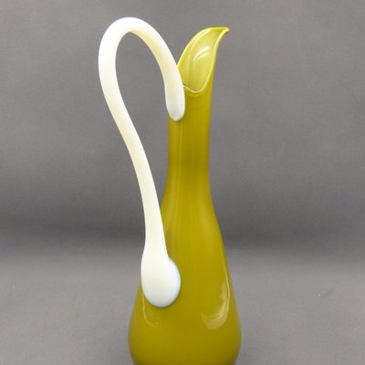 Olive Green Murano Glass Vase, Italy, 1950s-1960s-WK-1427804