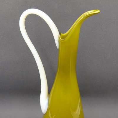 Olive Green Murano Glass Vase, Italy, 1950s-1960s-WK-1427804