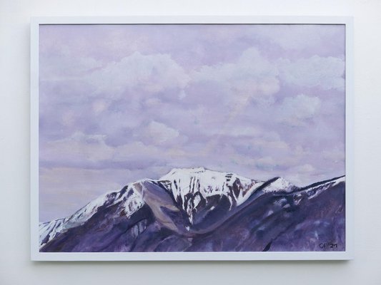 Olivier Furter, Red Mountain, 2021, Oil on Paper, Framed-CHG-1388213