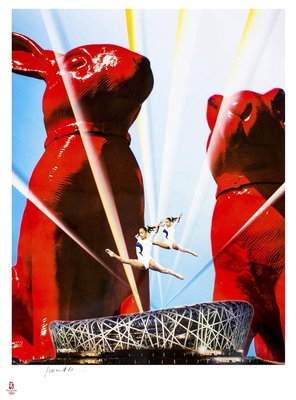 Olympic Stars Between Cloned Rabbits - Original Litho by W. Sweetlove - 2008 2008-ZCI-757949