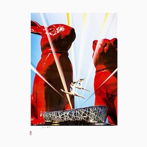 Olympic Stars Between Cloned Rabbits - Original Litho by W. Sweetlove - 2008 2008-ZCI-757949