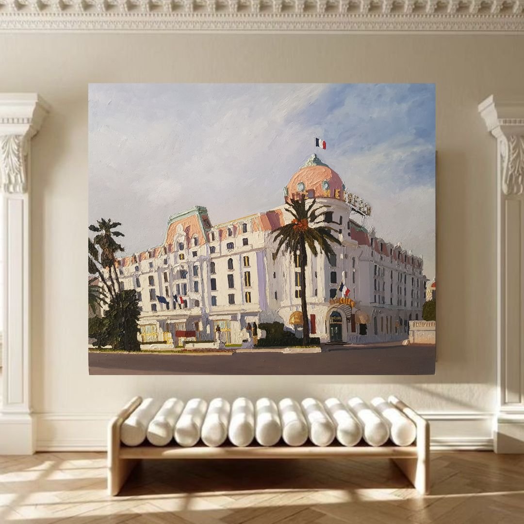 Omar Logang, Negresco, Nice, Oil on Canvas, 21st Century