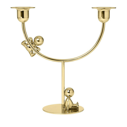 Omini Lazy Climber Candlestick in Polished Brass by Stefano Giovannoni