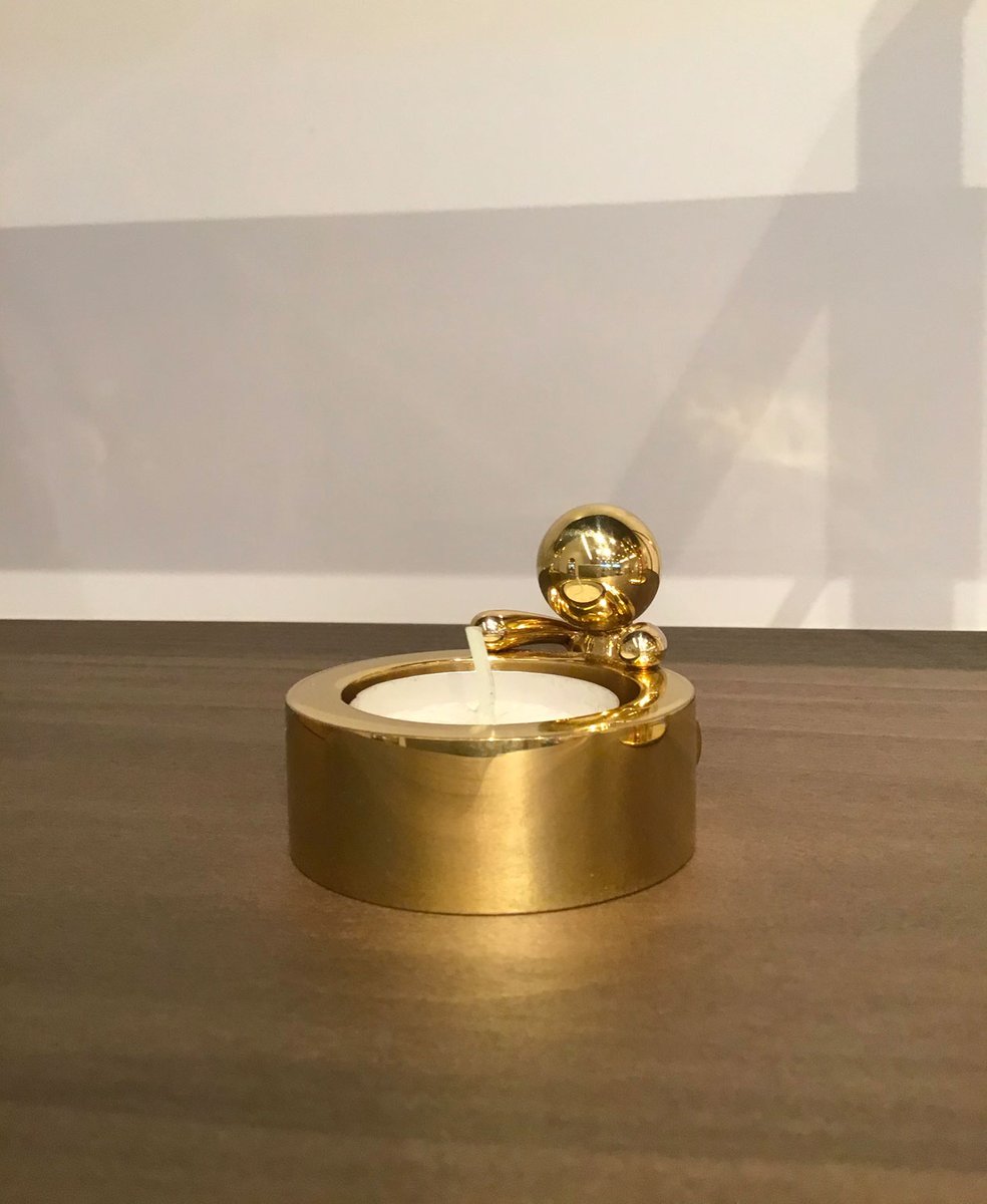 Omini Round Tea Light Holder in Brass by S. Giovannoni for Ghidini 1961