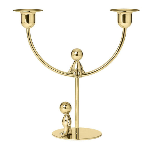 Omini Thinker Walkman Candlestick in Polished Brass by Stefano Giovannoni